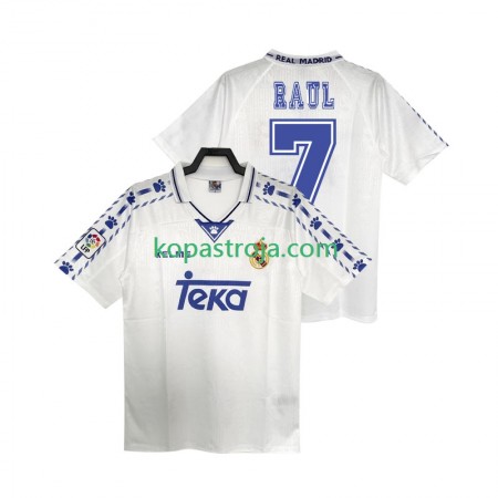 Billiga Fotbollströjor Real Madrid RAUL 7 Retro Hemma tröja 1996 1997 Kortärmad